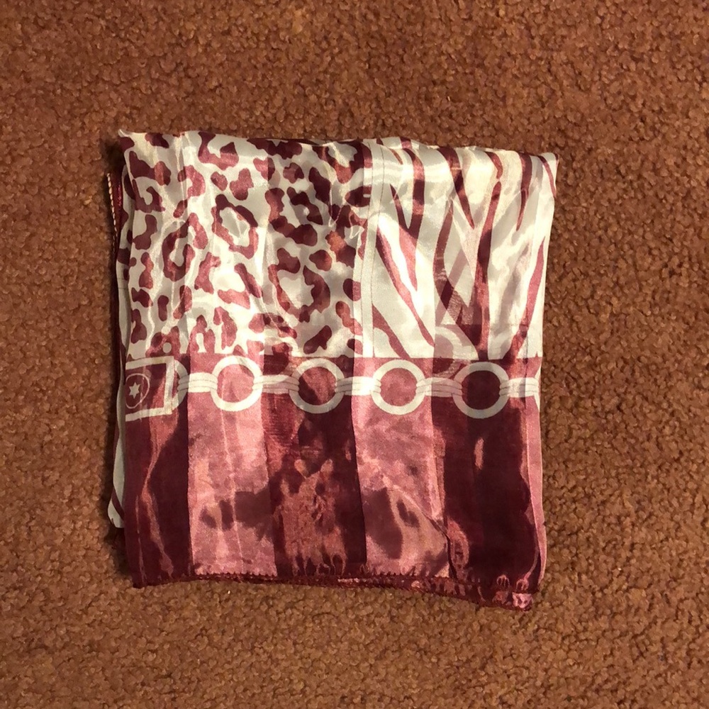 Vintage Red & White Silky Scarf